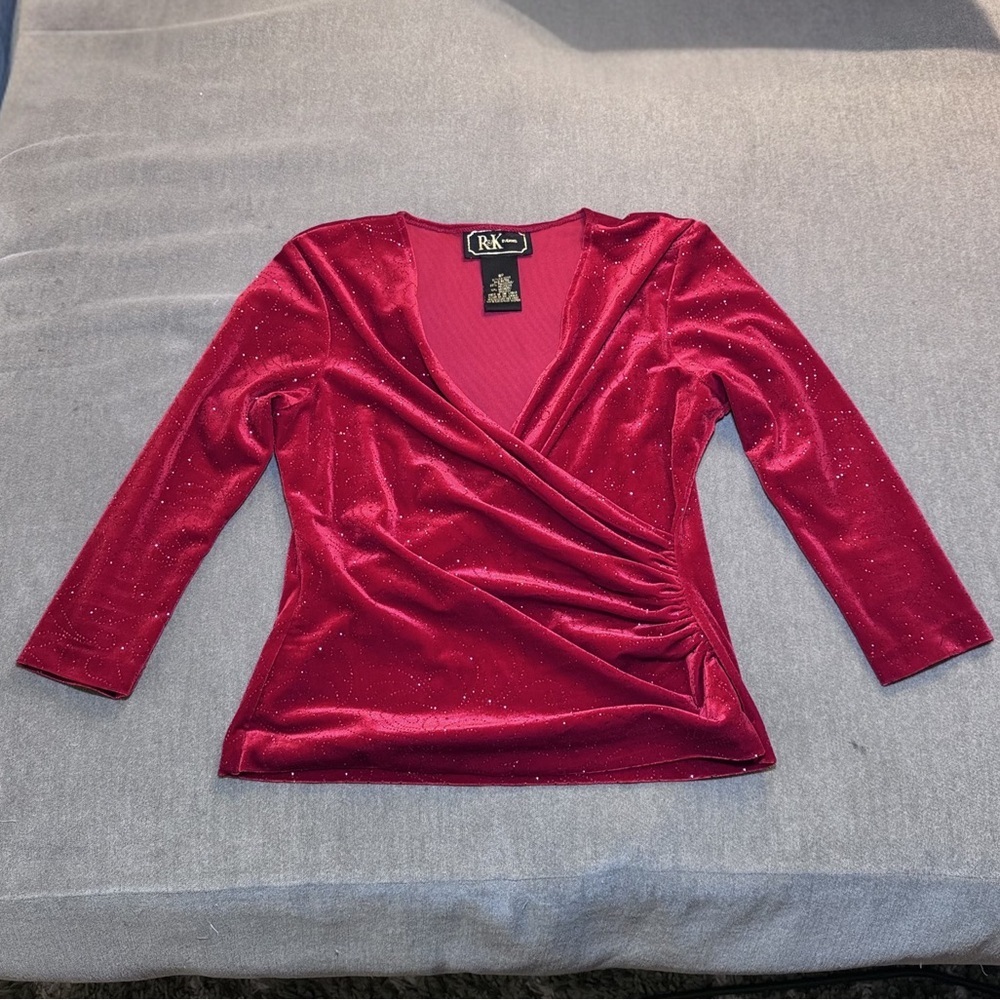 Vintage R&K Originals Red Velvet Sparkly Top